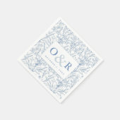 Blue & White Toile Monogram Napkins Serviette (Ecke)