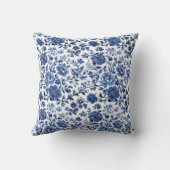 Blue White Town Chinoiserie Watercolor Kissen (Rückseite)