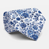 Blue White Town Chinoiserie Watercolor Krawatte (Gerollt)