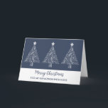 Blue White Trees Grandson Frohe Weihnachten Karte<br><div class="desc">Frohe Weihnachten für Enkelkarte in modernem Marineblau mit verzierten Weihnachtsbaumabbildungen.</div>