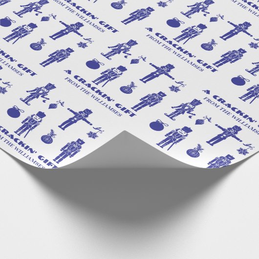 Blue & White Trendy Nutcracker Crackin' Geschenk Geschenkpapier (Ecke)