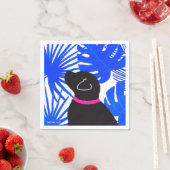 Blue White Tropical Island Black Dog Party Napkin Serviette (Beispiel)