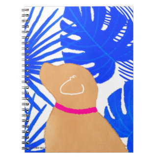Blue White Tropical Island Yellow Dog Notebook Notizblock