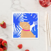 Blue White Tropical Island Yellow Dog Party Napkin Serviette (Beispiel)