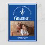 Blue White Veterinary School Foto Abschluss Postkarte (Vorderseite)