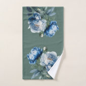 Blue & White Vintag Peak on Sage Handtuch Set (Handtuch)