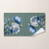 Blue & White Vintag Peak on Sage Handtuch Set (Handtuch)