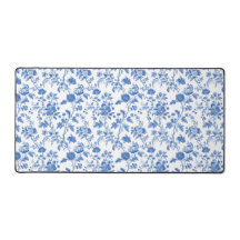 Blue White Vintage Floral Toile Pattern 