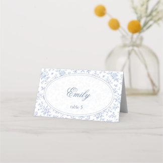 Blue & White Vintage Floral Wedding place card Platzkarte