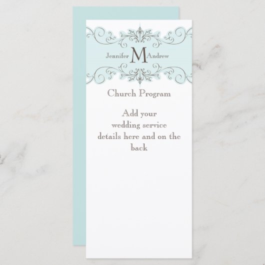 Blue White Vintage Hochzeitsprogramme Programm (Vorne/Hinten)