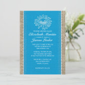 Blue & White Vintage Lace Wedding Invitations Einladung (Stehend Vorderseite)