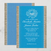 Blue & White Vintage Lace Wedding Invitations Einladung (Vorne/Hinten)
