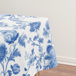 Blue White Vintage Toile Floral Tischdecke