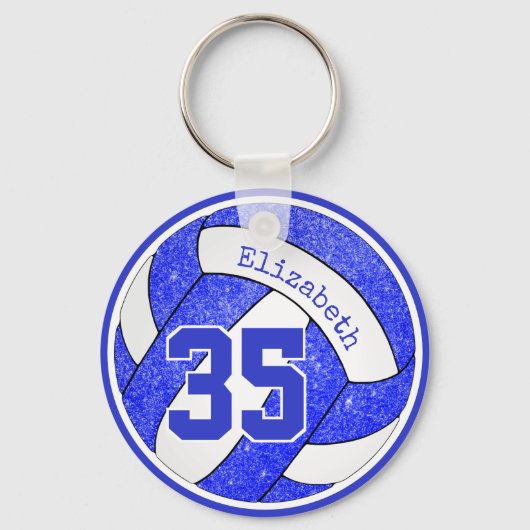 Blue White Volleyball-Taschenspielerin Jersey Numm Schlüsselanhänger (Vorderseite)