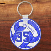 Blue White Volleyball-Taschenspielerin Jersey Numm Schlüsselanhänger (Vorderseite)