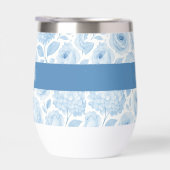 Blue White Watercolor Floral Monogram Name (Rechts)