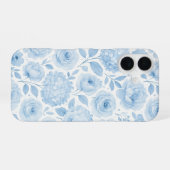 Blue White Watercolor Floral Pattern iPhone 16 Hülle (Rückseite (Horizontal))