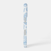 Blue White Watercolor Floral Pattern iPhone 16 Hülle (Rechte Seite)