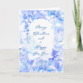 Blue White Watercolor Frohe Weihnachten Neues Jahr Karte (Vorderseite)