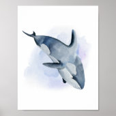 Blue White Watercolor Orca Killer Whale Poster (Vorne)