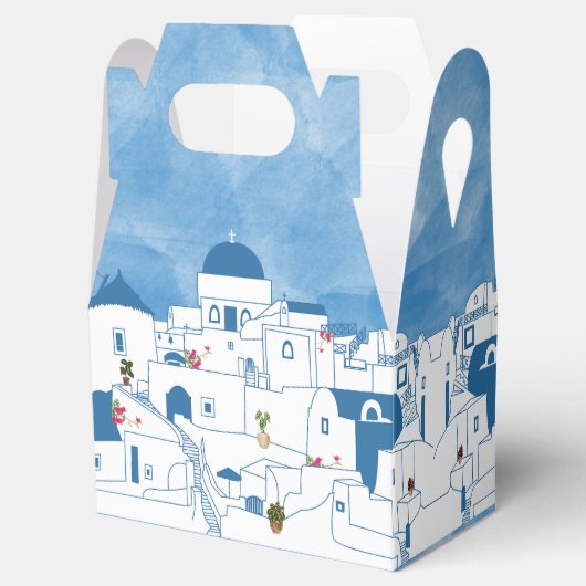 Blue & White Watercolor Santorini Griechenland Geschenkschachtel (Geöffnet)