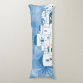 Blue & White Watercolor Santorini Griechenland Seitenschläferkissen (Vorderseite Vertikal)