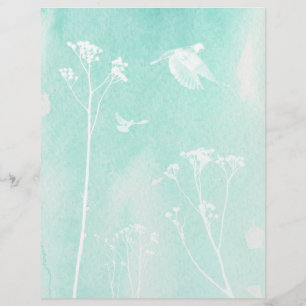 Blue & White Watercolor Scrapbook Paper