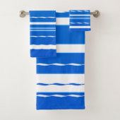 Blue White Wave Nautical Bath Handtuch Set (Insitu)