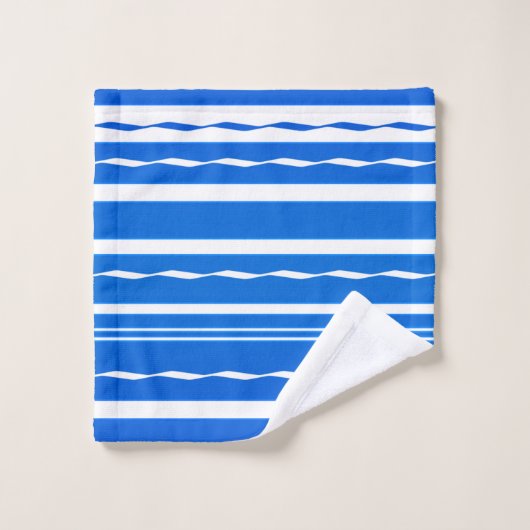 Blue White Wave Nautical Bath Handtuch Set (Waschlappen)