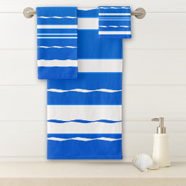 Blue White Wave Nautical Bath Handtuch Set