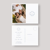 Blue & White Wedding Mit Monogramm Hochzeit Ankündigungspostkarte