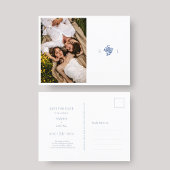 Blue & White Wedding Mit Monogramm Hochzeit Ankündigungspostkarte