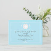 Blue & White Wedding Probe Dinner Einladung (Stehend Vorderseite)