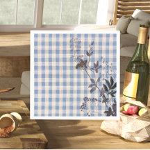 Blue White Wildblume Gingham Kariert Bauernhof