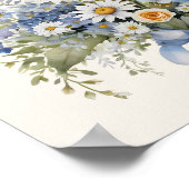 Blue White Wildflower Daisy Bouquet Home Decor Poster (Ecke)