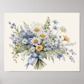 Blue White Wildflower Daisy Bouquet Home Decor Poster (Vorne)