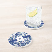 Blue White Wildflower French Country Custom Name Getränkeuntersetzer (Seite)