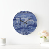Blue & White Willow Esque Plate mit englischen Sze Große Wanduhr (Zuhause)