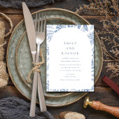 Blue White Willow Floral Wedding Einladung