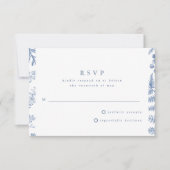 Blue White Willow Floral Wedding RSVP Karte (Vorderseite)