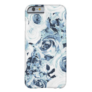 Blue White Winter Floral Rose Vintages Shabby Chic Barely There iPhone 6 Hülle