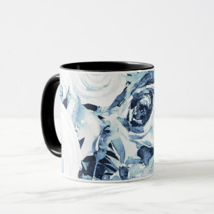 Blue White Winter Floral Rose Vintages Shabby Chic Tasse
