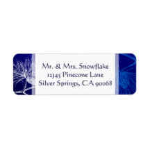 Blue White Winter Pine Custom Address Labels