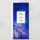 Blue White Winter Pine Custom Holiday Einladungen (Vorne/Hinten)