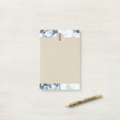 Blue White Winter Rosen Kraft Rustic Monogram Post-it Klebezettel (Auf Schreibtisch)