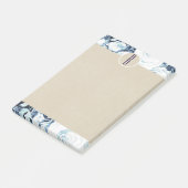 Blue White Winter Rosen Kraft Rustic Monogram Post-it Klebezettel (angewinkelt)