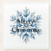 Blue White Winter Snowflakes Weihnachten Glasuntersetzer (Vorderseite)