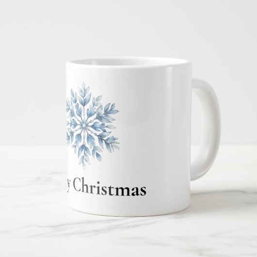 Blue White Winter Snowflakes Weihnachten Jumbo-Tasse (Vorderseite Rechts)