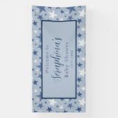 Blue White Winter Stars Pattern Baby Dusche Banner (Vertikal)