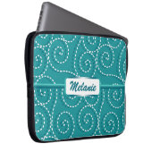 Blue White Wirbel Personalisiert Name Laptopschutzhülle (Vorne Rechts)